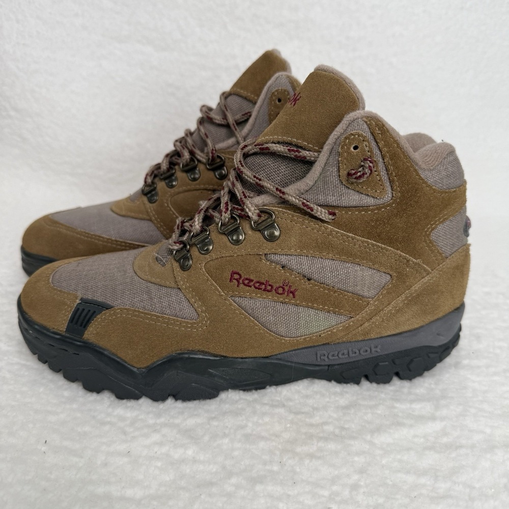 Vintage Reebok Hexalite Hiking Boots‎ Size 7.5 Womens Brown Suede High Top Brown